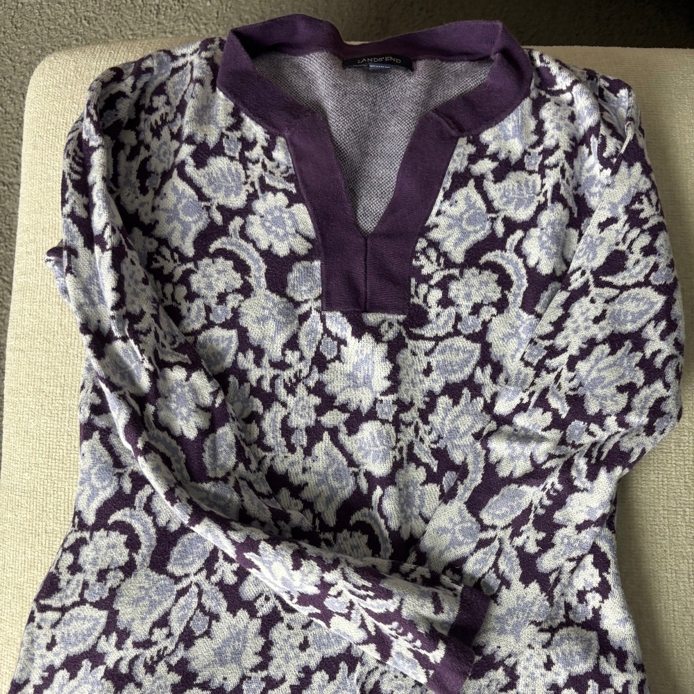 Lands’ End Jacquard Knit Purple Sweater XS 2-4